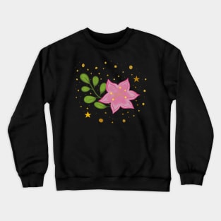 Floral arrangement pink flower with stars and golden sparkles Crewneck Sweatshirt